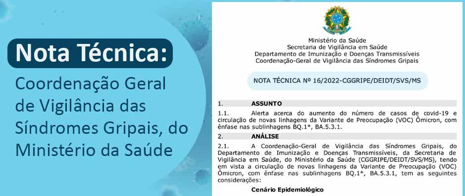 Confira nota tcnica da ANVISA sobre aumento de casos de COVID-19 no Brasil
